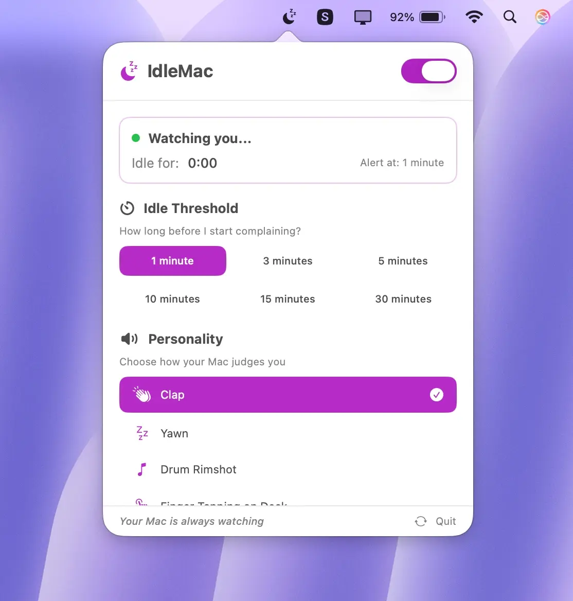 IdleMac screenshot