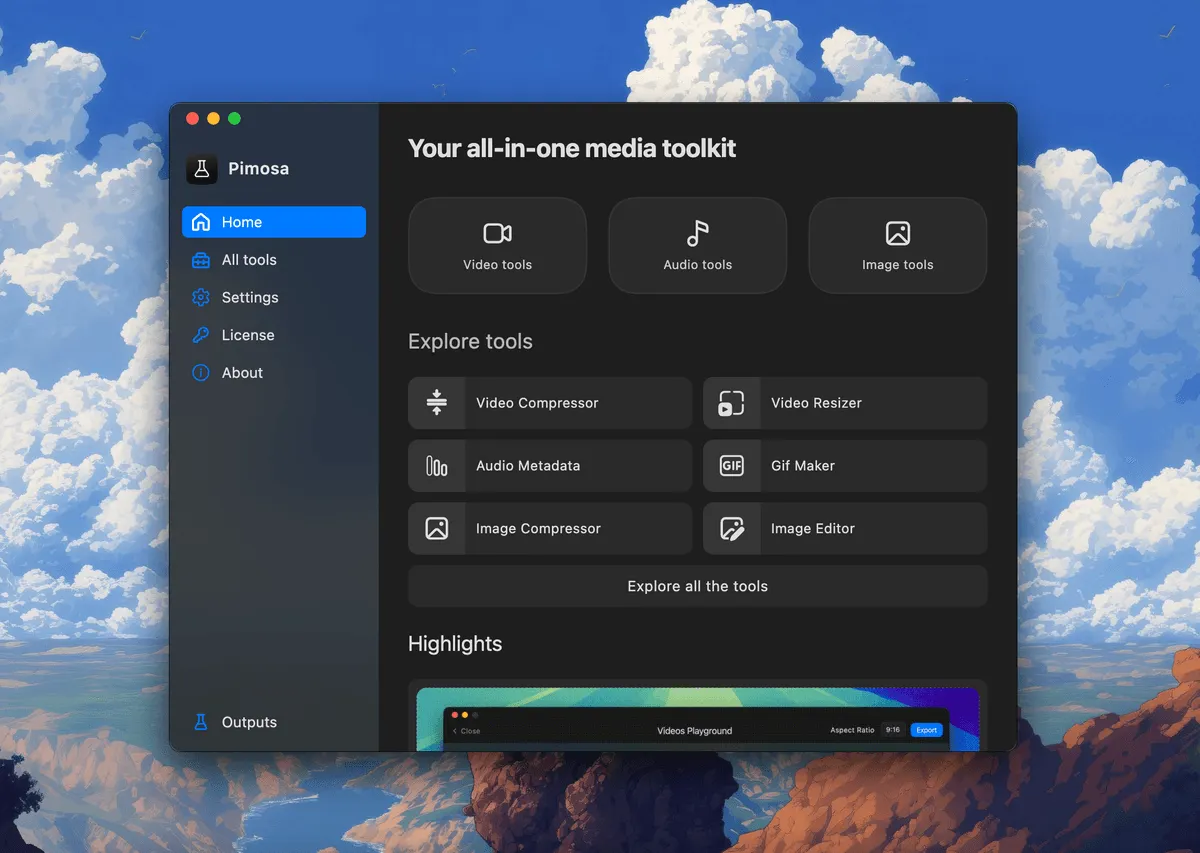 Pimosa screenshot
